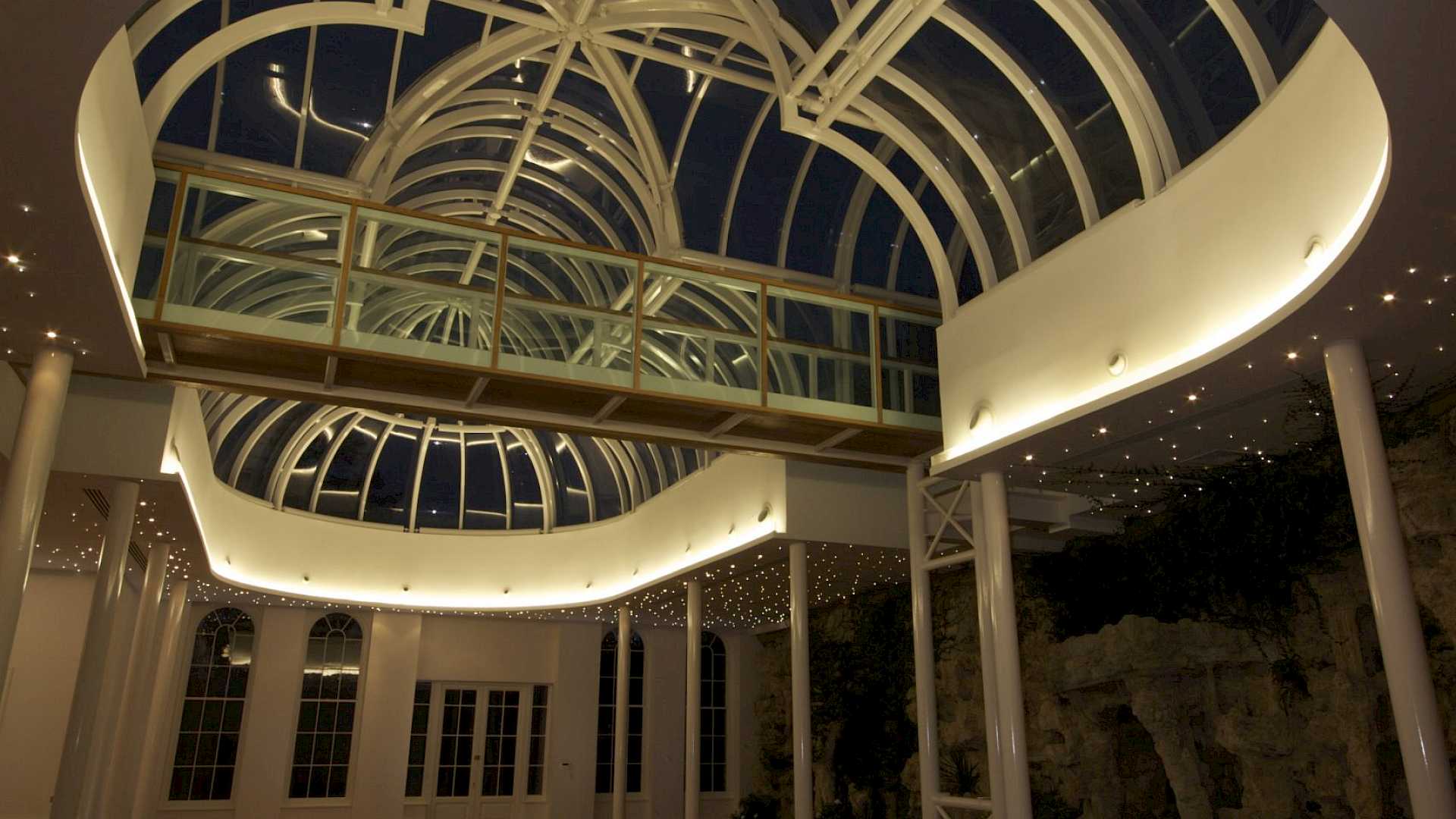 Winter garden lighting showing star lights