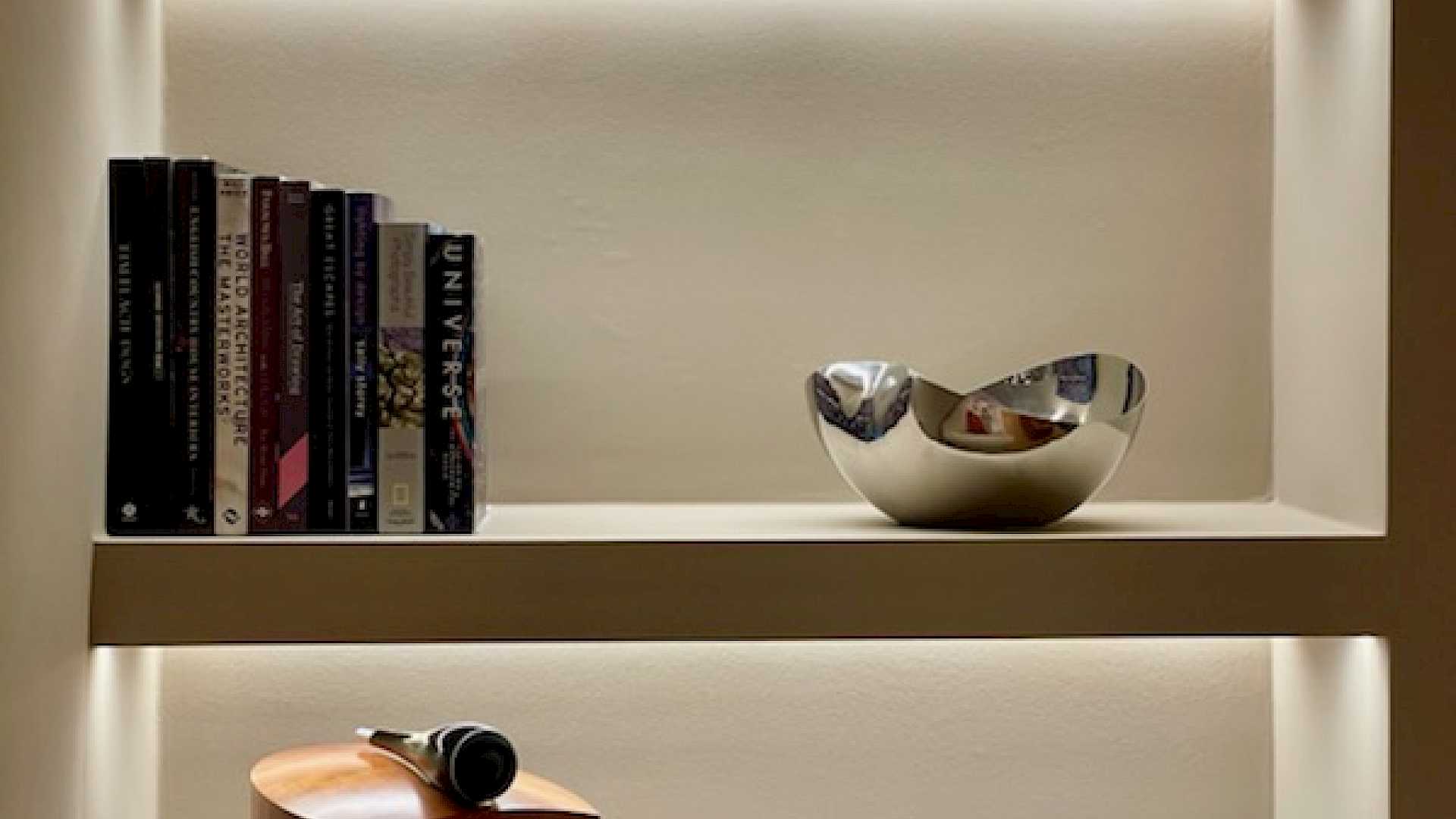 Bowers & Wilkins Speaker, part of immersive media room. Project Turntable for high quality music.