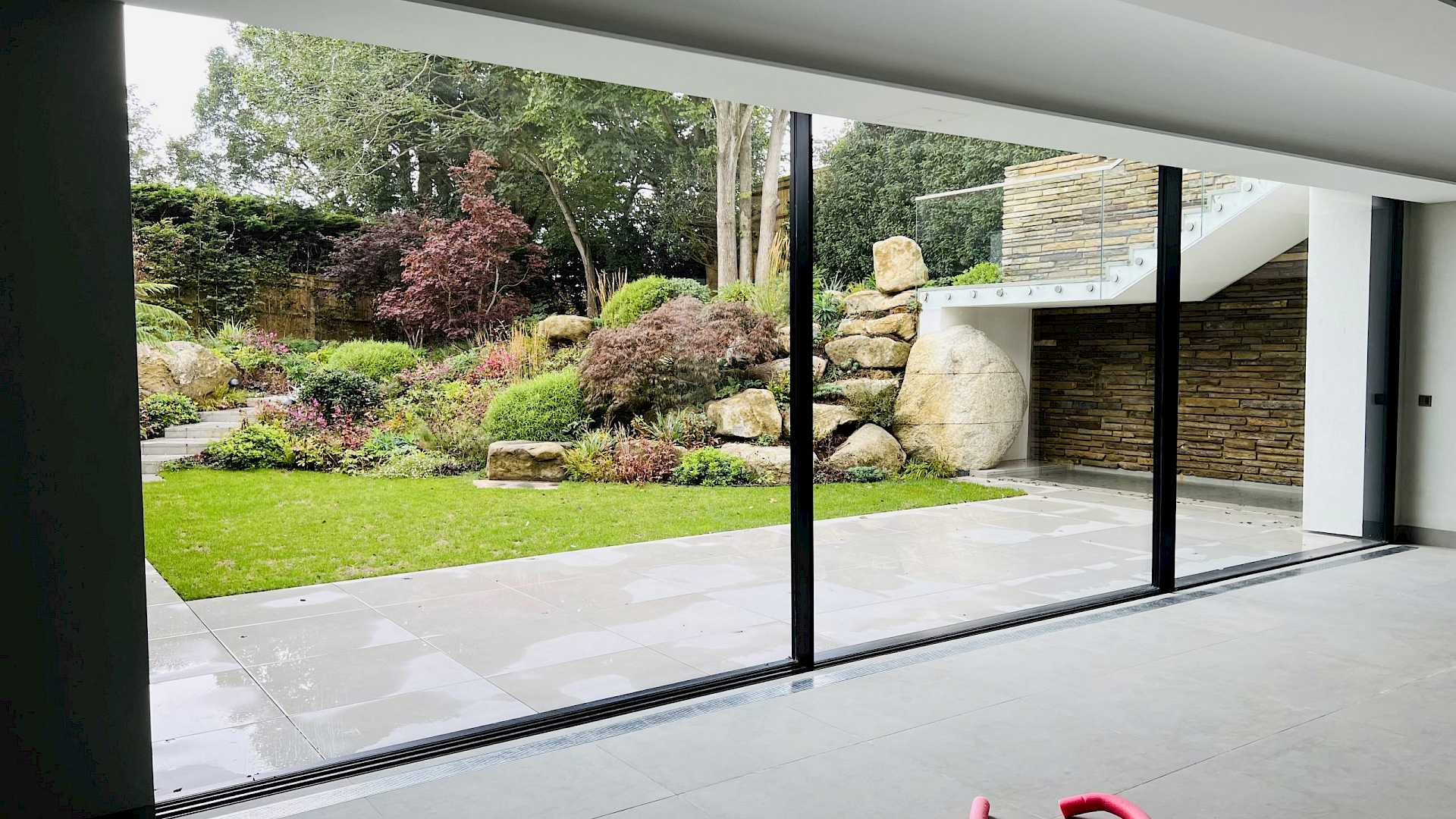 Image shows the automated doors in the closed and locked position.