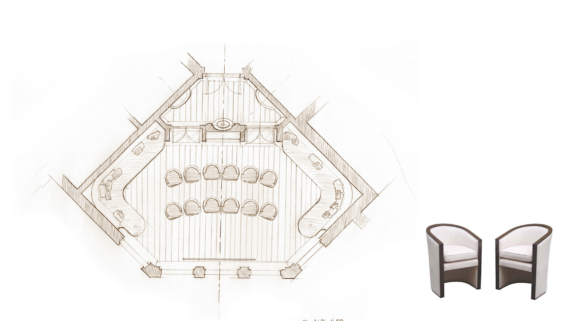Plan view showing seating