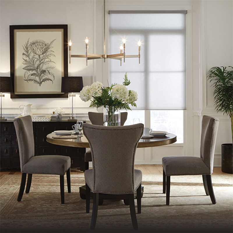 Lutron blinds will provide a sleek and sophisticated option to coordinate with every taste and decor. Image shows Lutron blinds install.