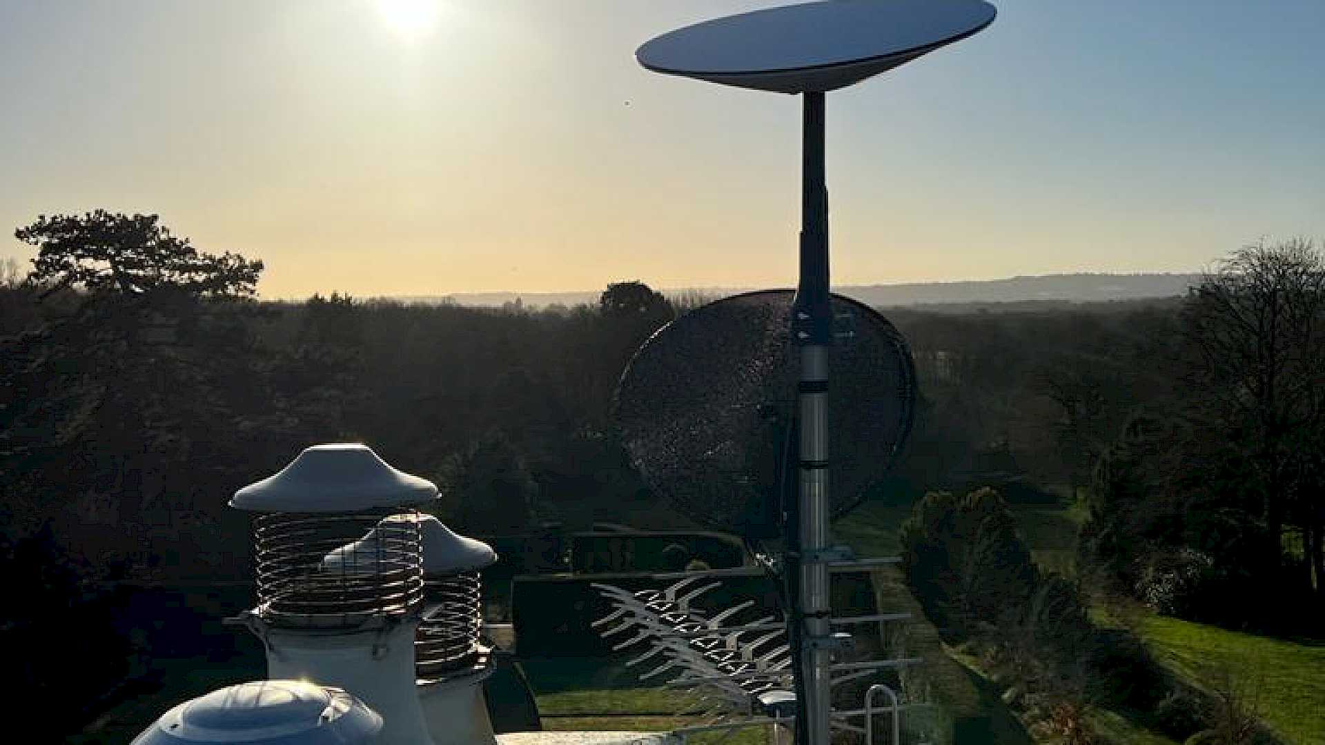 Image shows the install of a Starlink statellite dish, which provides broadband for this rural home in Kent.