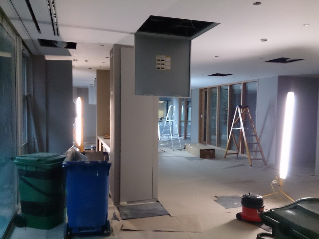 Renovation of reception and meeting rooms with Lutron dimmer.