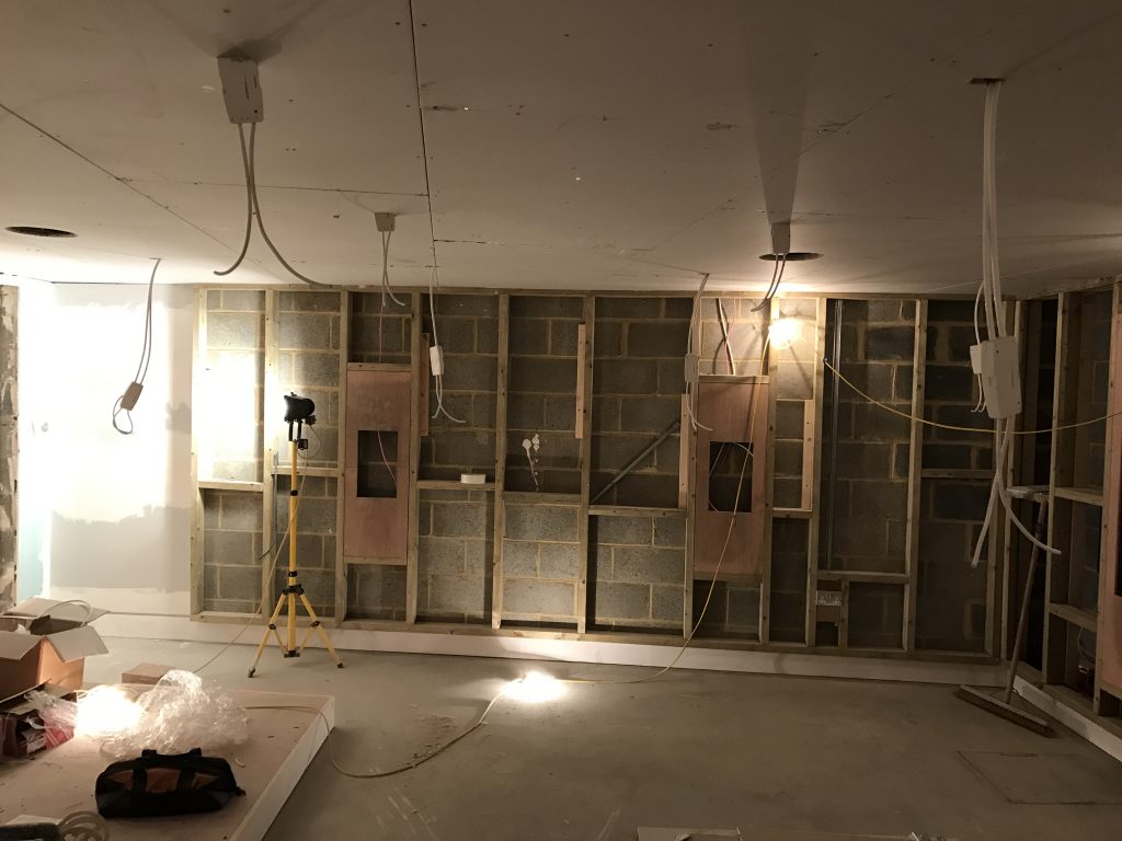 Home cinema construction - side wall and wiring