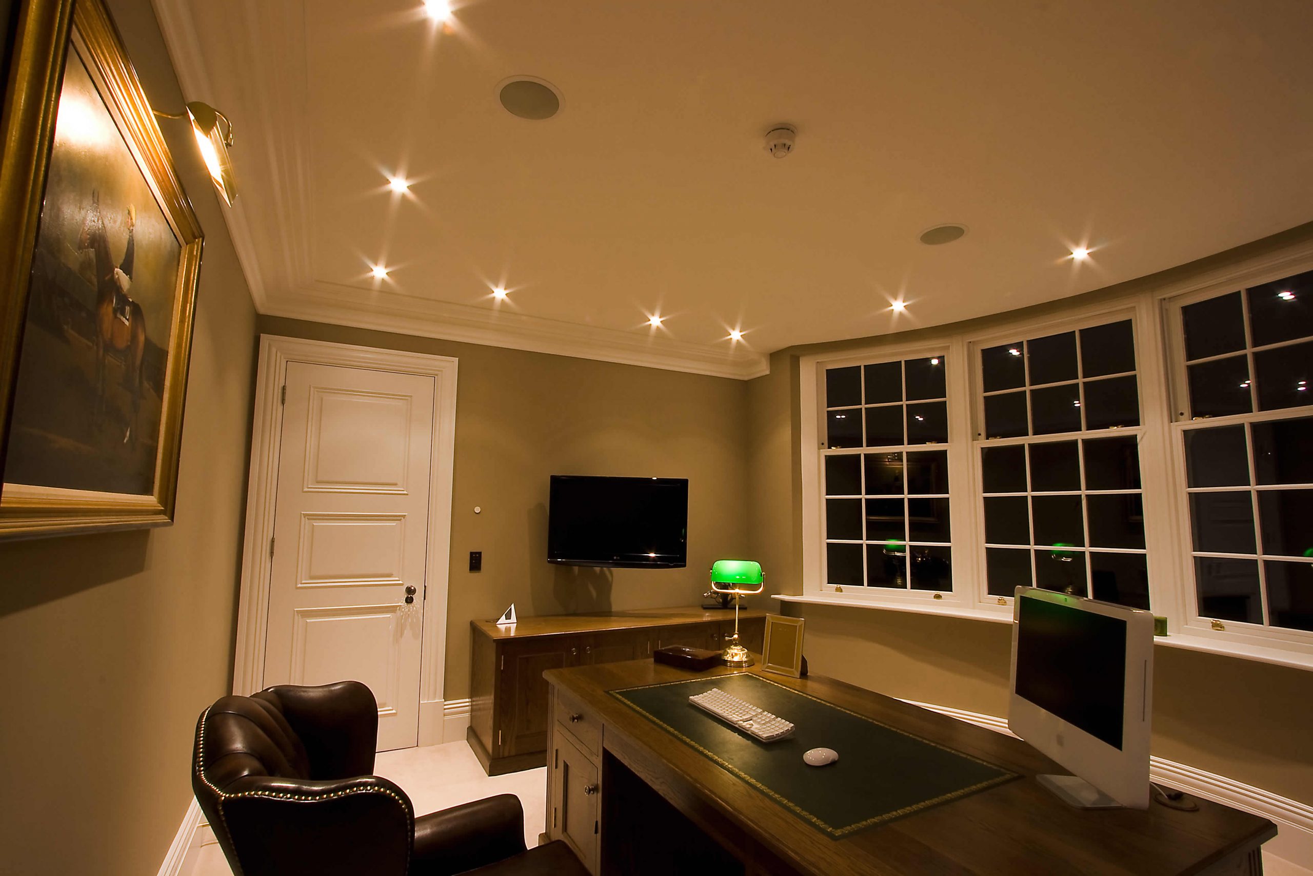 Smart home showing lighting, speakers, audio, video and network.