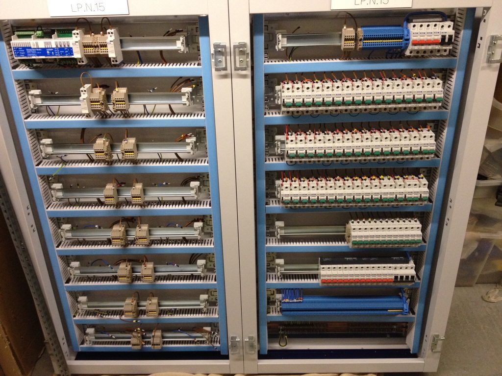 Lighting control panel during construction
