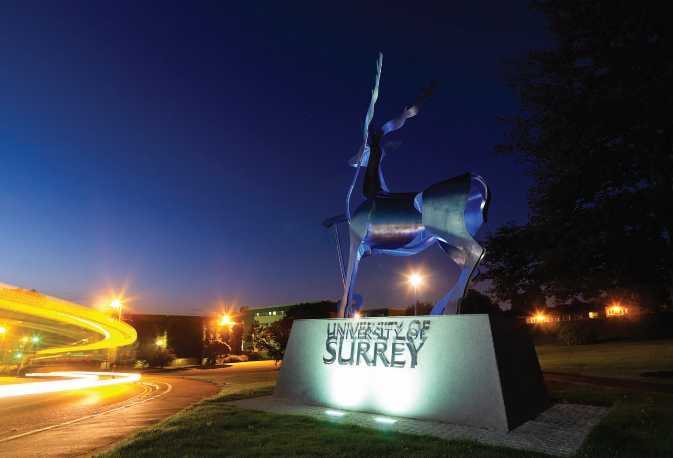 Shows entrance to University of Surrey