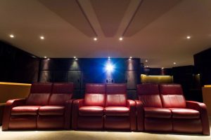 Best Home Theatre - shows seating and projector.