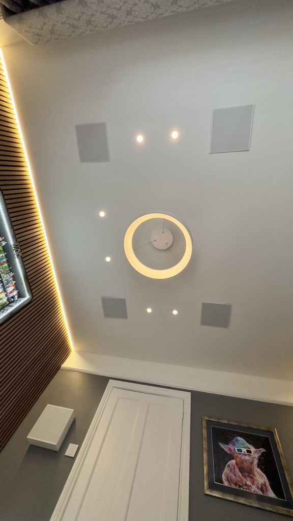 Ceiling speakers and lighting.